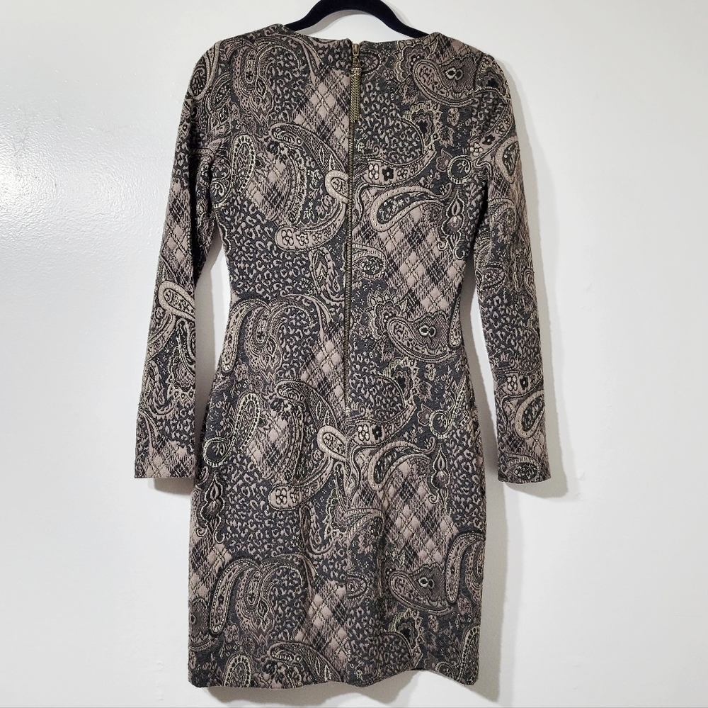 Belle Badgley Mischka Brown and Black with Gold Threading Dress Size 4 - Picture 2 of 10